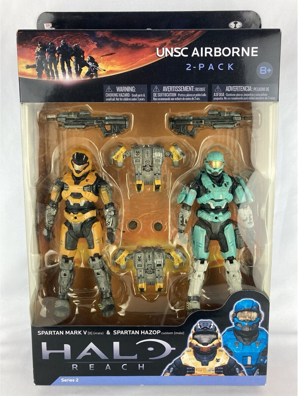 SEALED McFarlane Halo Reach Series 2 UNSC Airborne 2 Pack Spartan Mark V HAZOP